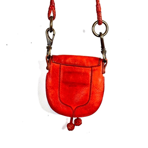 VTG Y2K FOSSIL Crossbody Pouch Bag Burnt Orange Pebble Leather Bobble Micro Mini - Picture 6 of 11